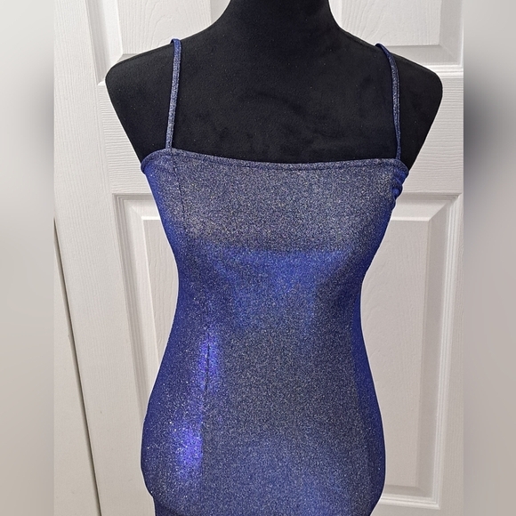 H&M Sparkly Blue Slip Dress. Size XS - Picture 5 of 9
